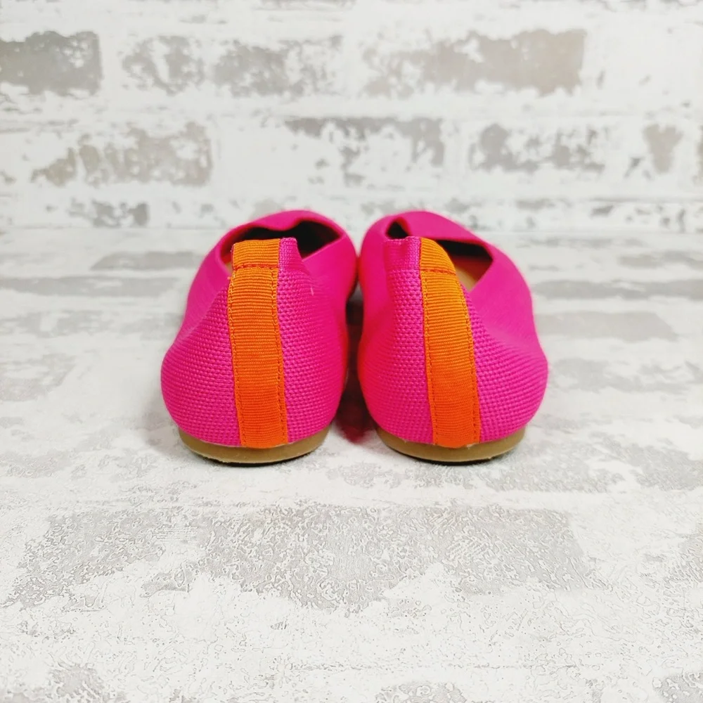 NEW Falls Creek Phoebe Pink Knit Pointed Toe Slip On Balletcore Flats F672 - Picture 6 of 11